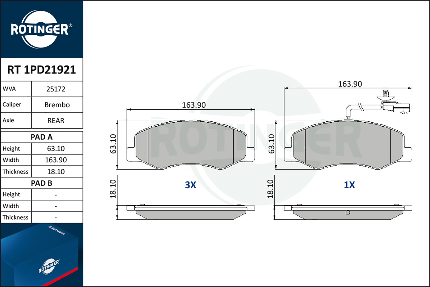 ROTINGER Fékbetét, mind RT1PD21921_ROT